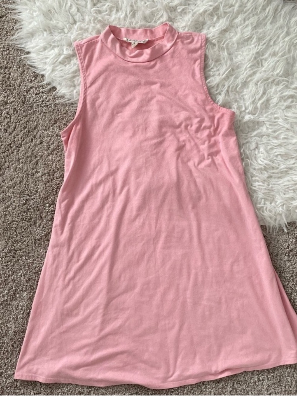 Pink Rose Sleeveless Mock Neck Dress